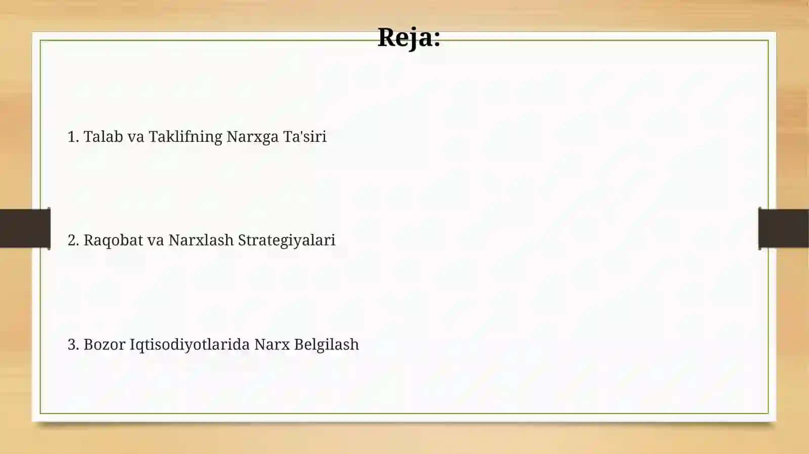 Bozor iqtisodiyotiga egam mamlakatlardan narx belgilash 2