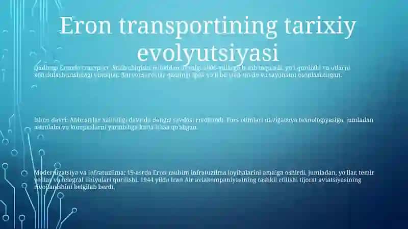 Eronning Turizmda Transport Tizimi 2