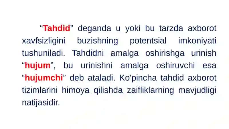 Axborot tahdidlari tushunchasi 2