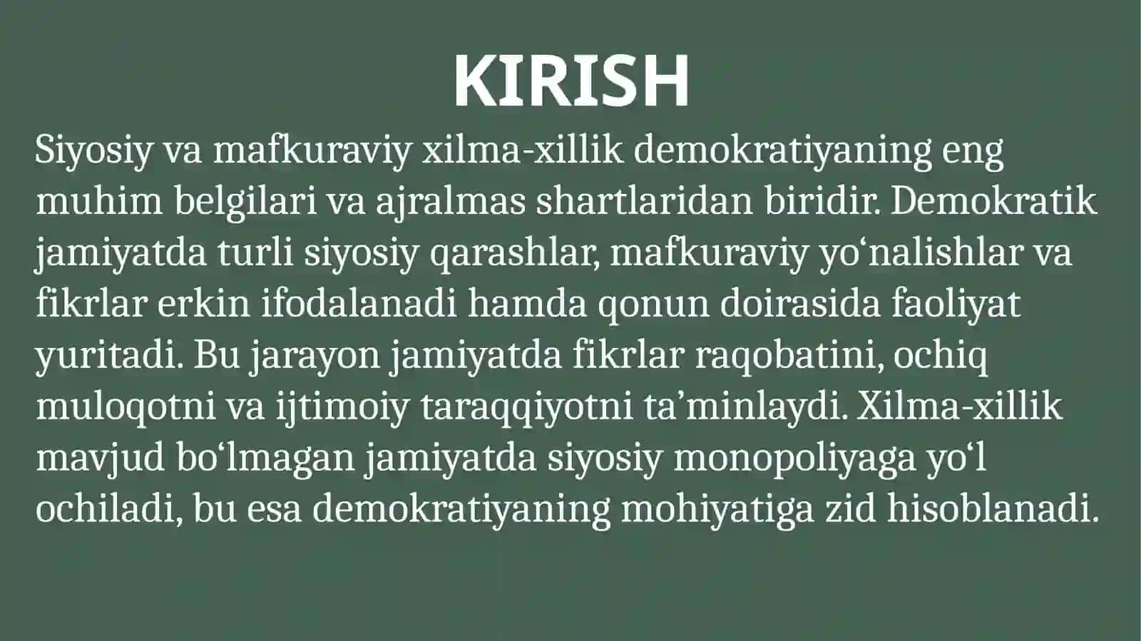 Siyosiy va mafkuraviy xilma-xillik —demokratiya sharti 2