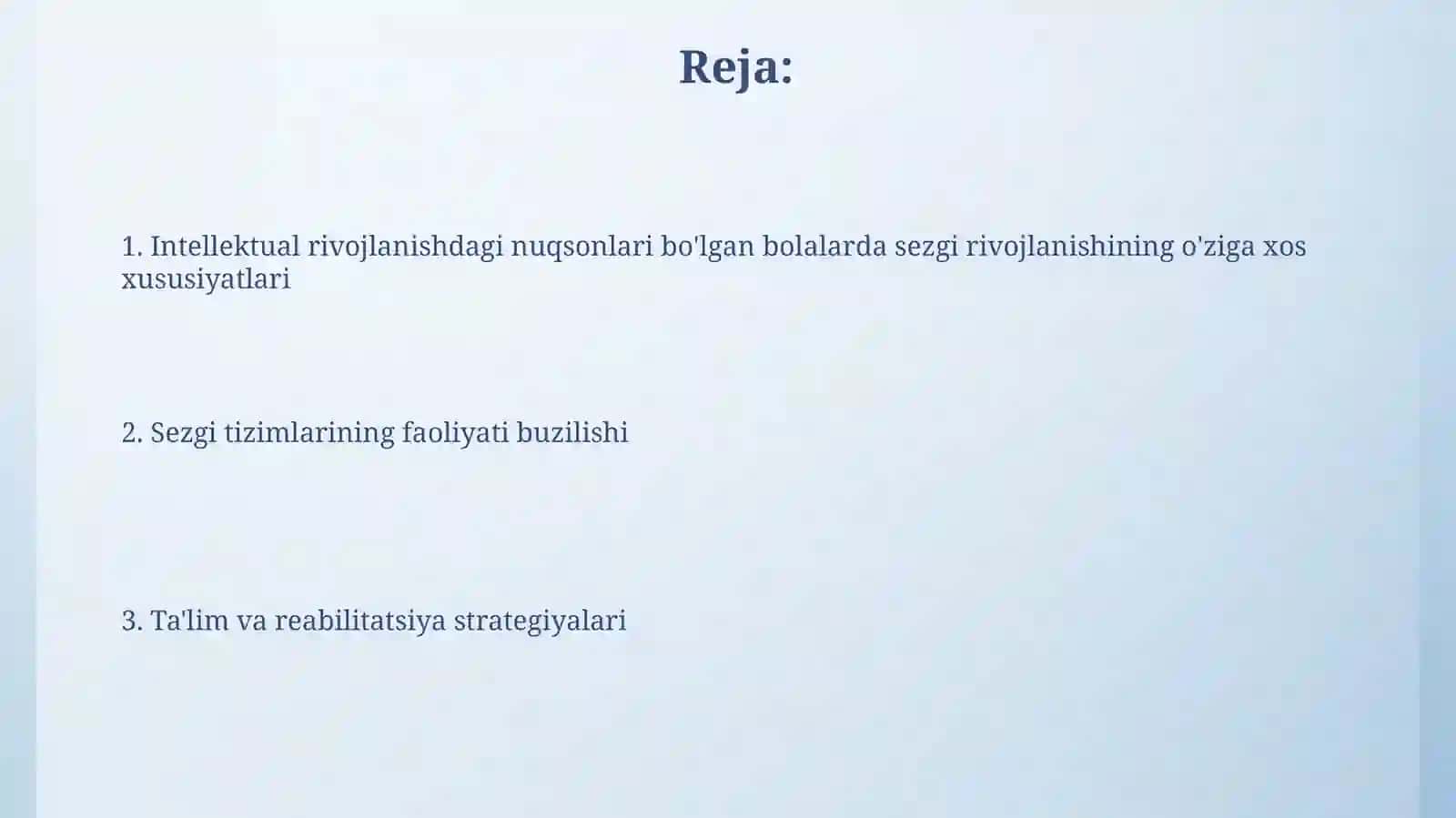 Sezgi rivojlanishi va terapiyasi 2
