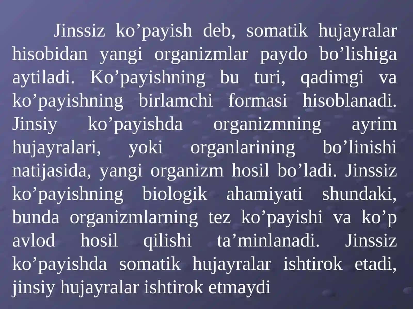 Organizmlarning jinssiz ko’payishi 2