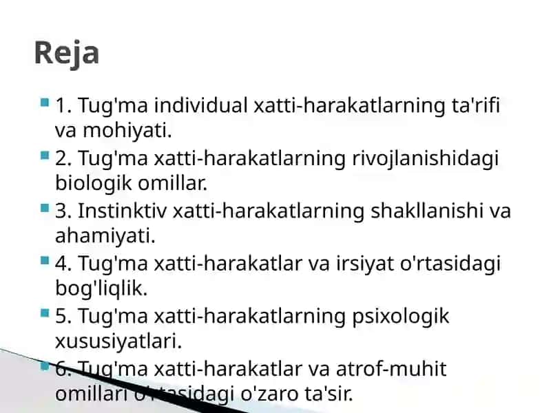 Tug'ma va individual hati-harakatlar 2