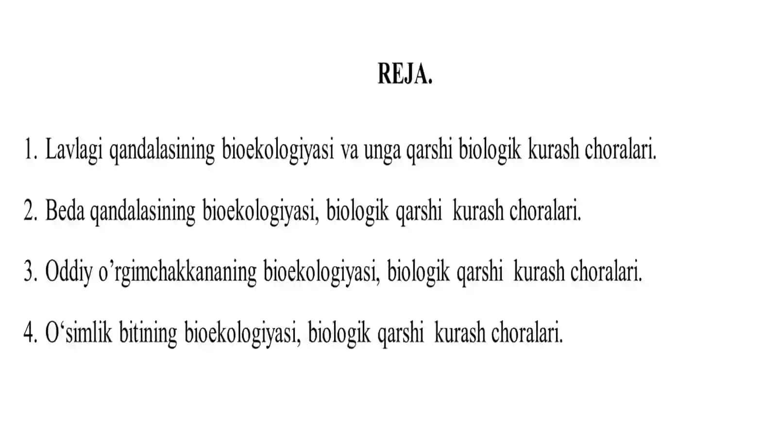 RAYXON ZARARKUNANDALARI VA ULARGA QARSHIBIOLOGIKKURASH CHORALARI 2