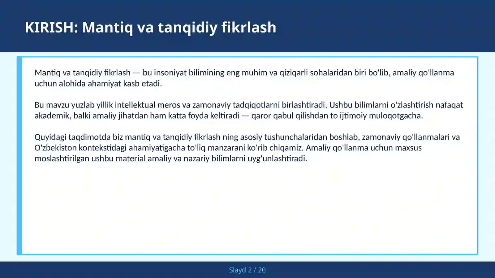 Mantiq va tanqidiy fikrlash 2