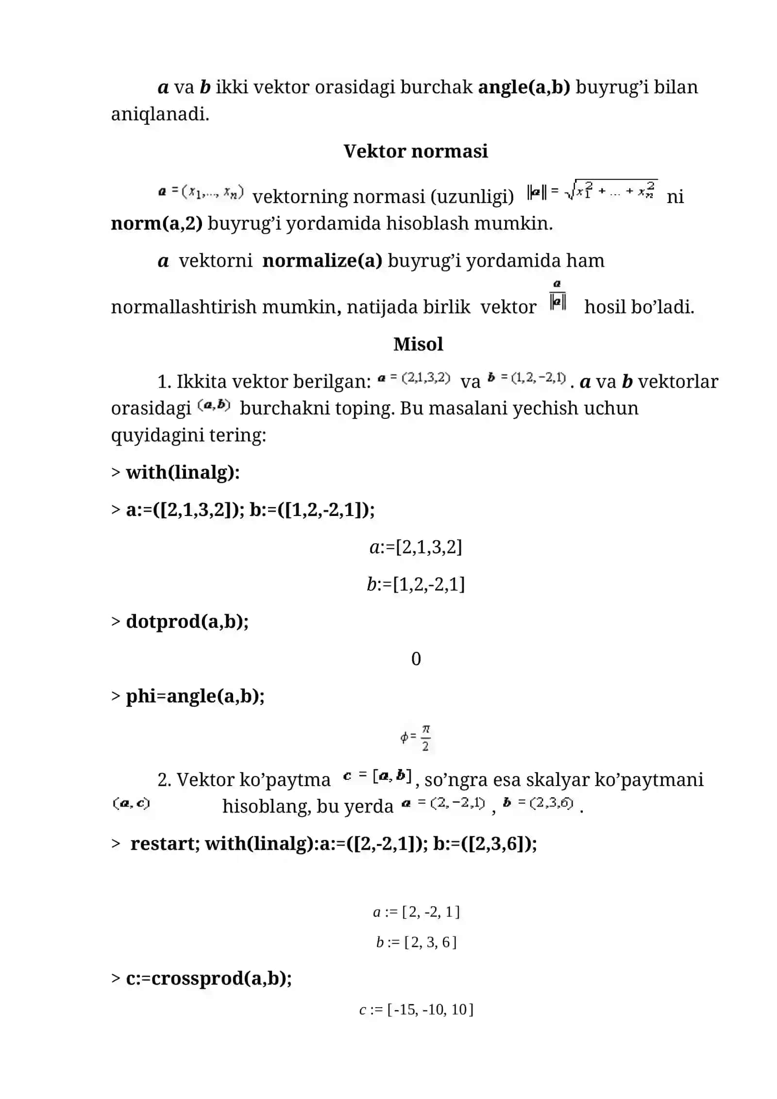 CHIZIQLI ALGEBRA MASALALARI. OPTIMIZATSIYA VA REGRESSIYA 2