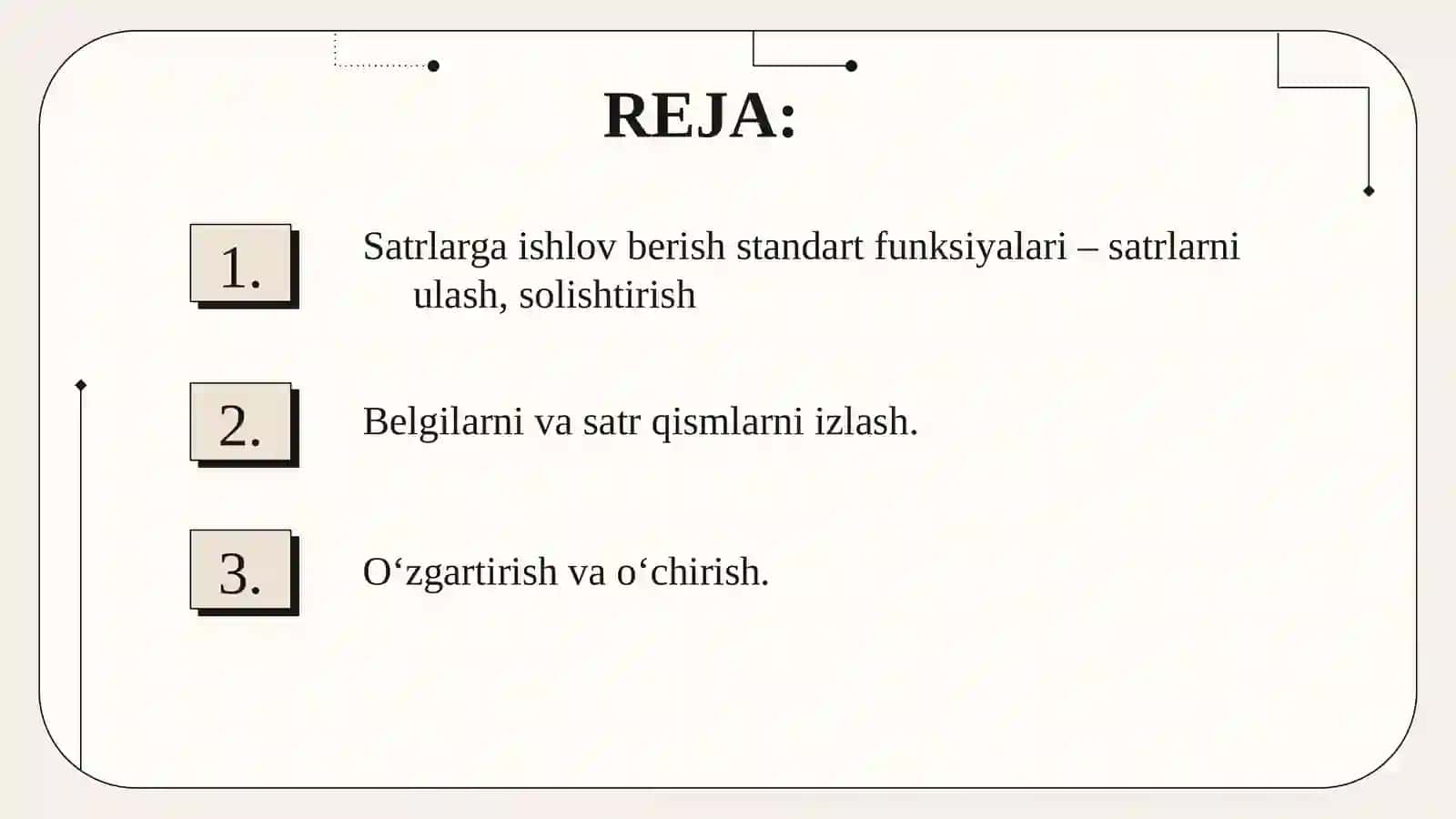 Satrlar va kengaytirilgan belgilar 2