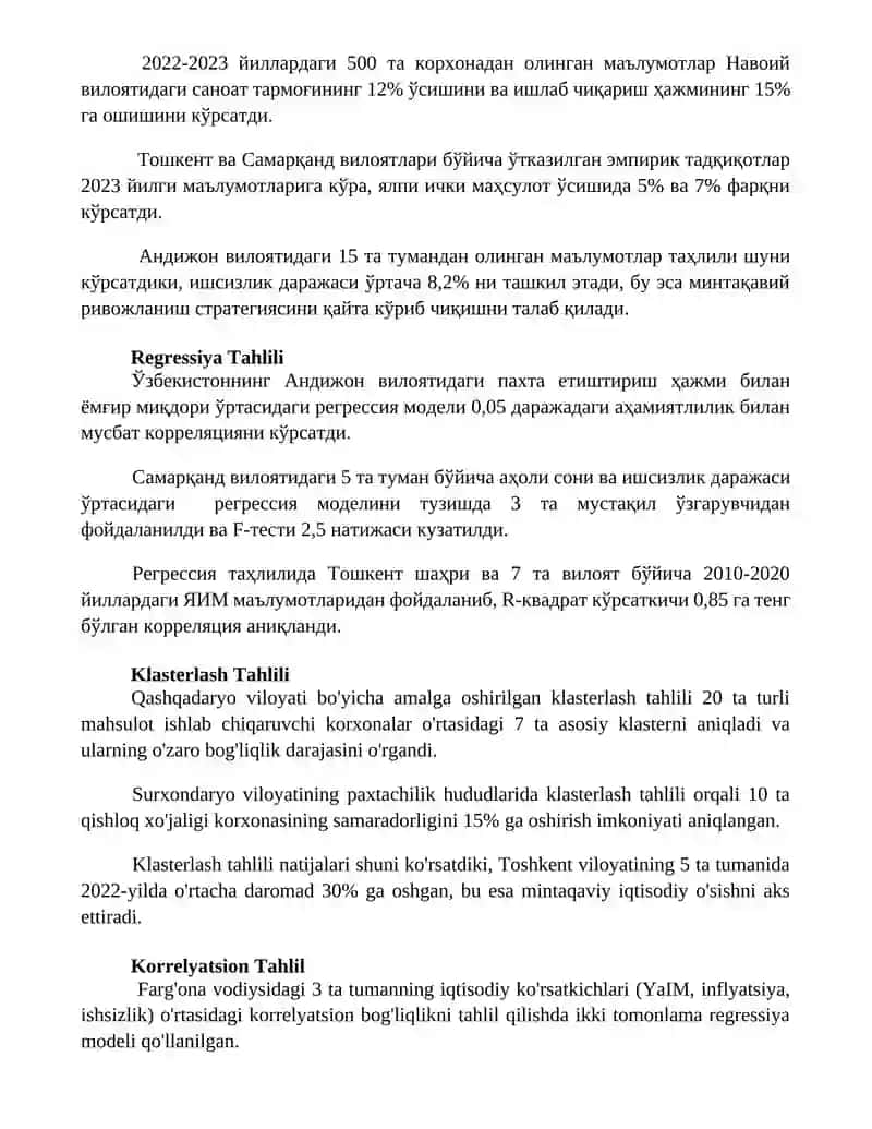 Hududiy Ma'lumotlar To'plamlarining Umumiy Ko'rinishi 2