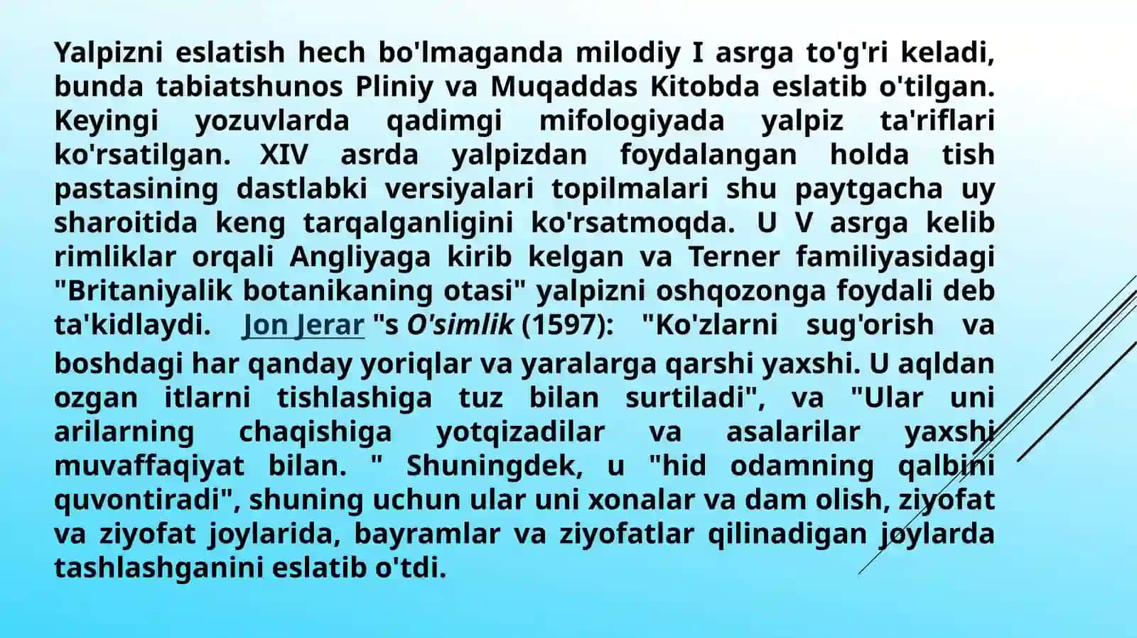 Yalpizning O`ziga Xos Xususiyatlari 2
