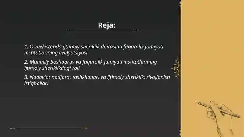 O'zbekistonda ijtimoiy sheriklik doirasida fuqarolik jamiyati institutlarining evolyutsiyasi 2