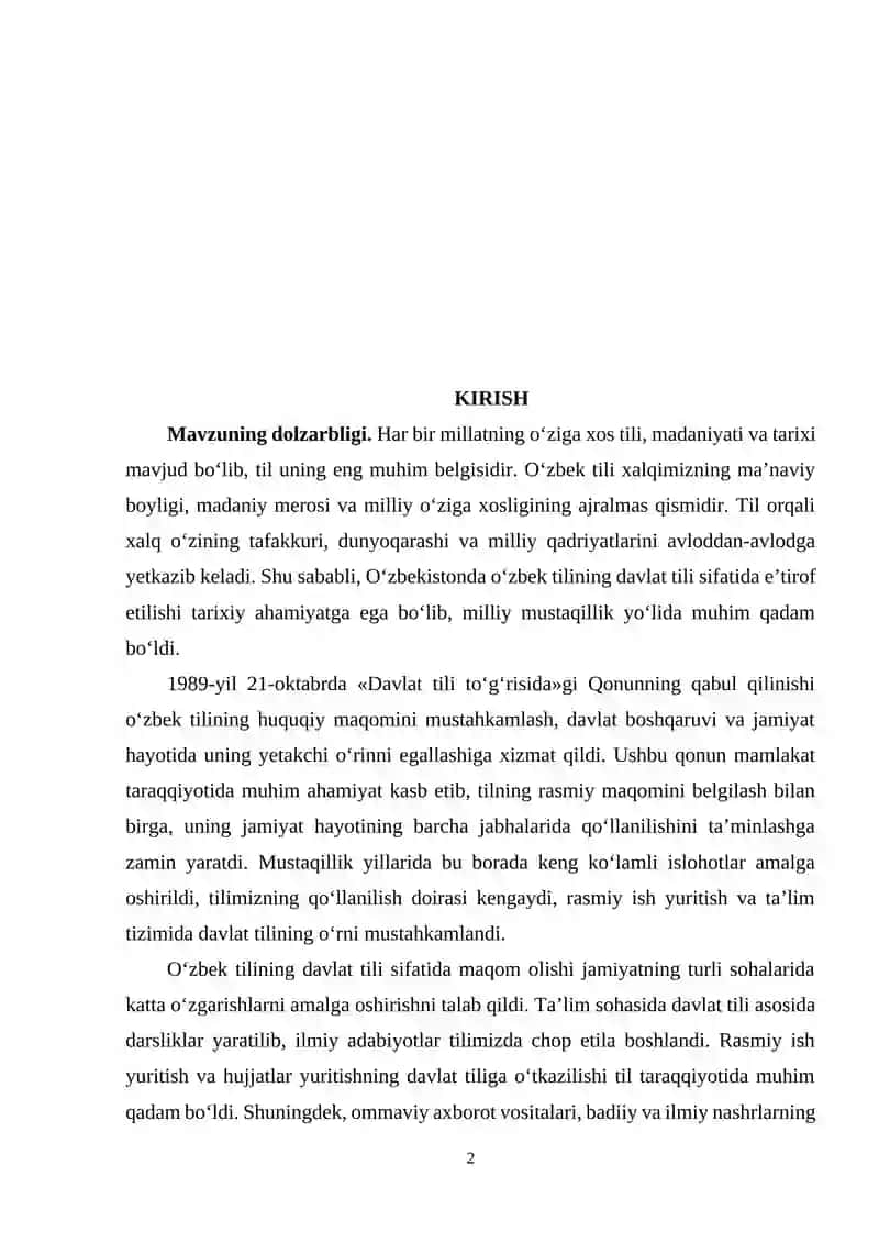 Oʻzbek Tilining Davlat Tili Sifatida Maqomi 2