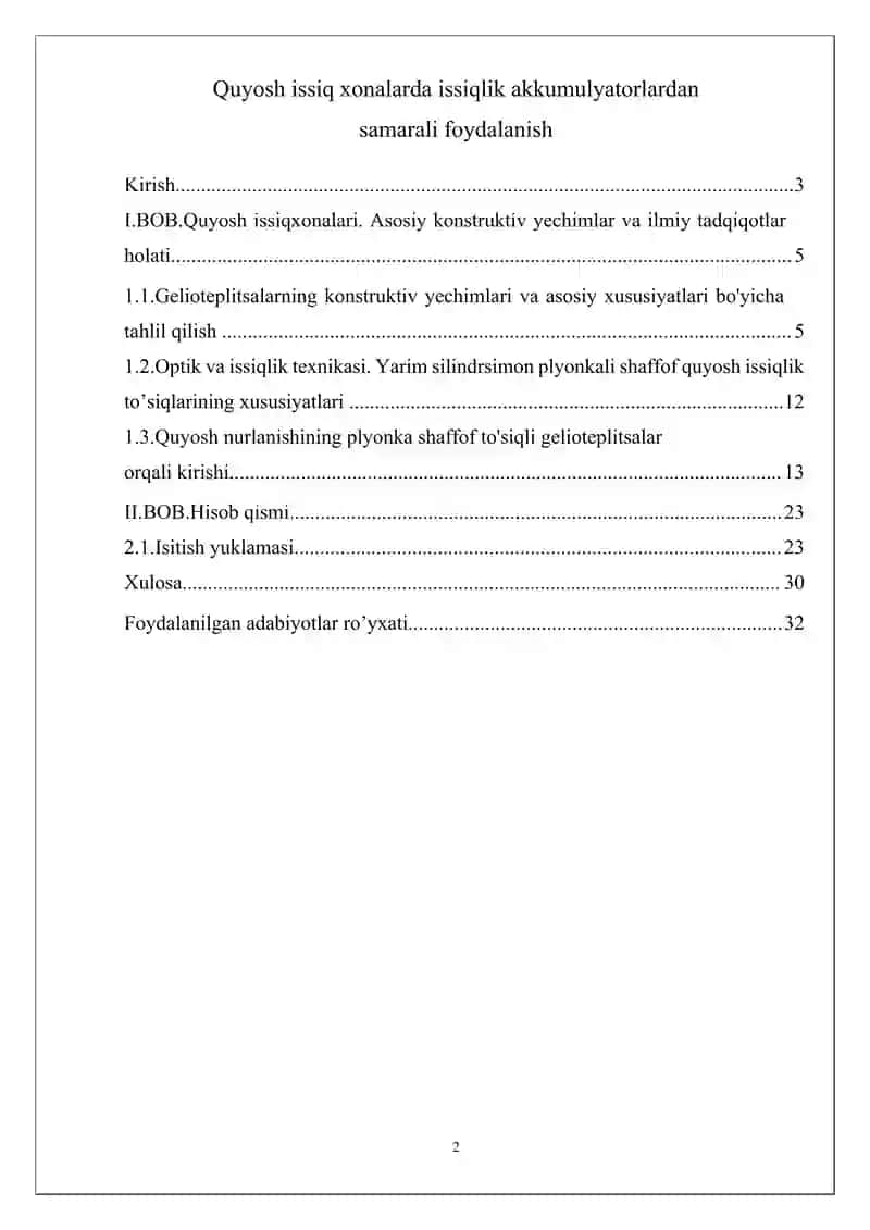 Quyosh issiqxonalarada issiqlik akkumulyatorlardan samarali foydalanish 2