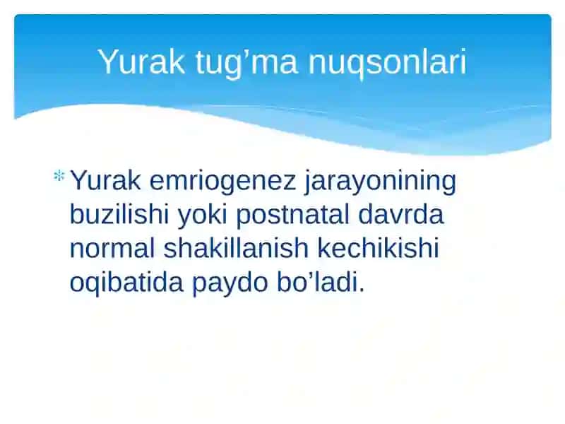 Yurak tug’ma nuqsonlari 2