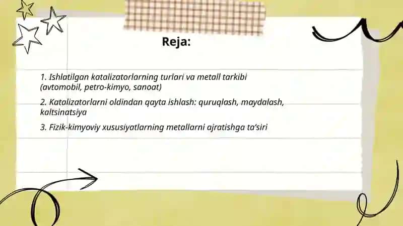 Ishlatilgan katalizatorlardan metallarni ajratib olish 2