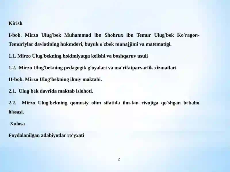 Mirzo Ulug'bek va uning ilmiy faoliyati 2