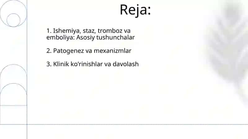 Ishemiya, staz, tromboz va emboliya 2