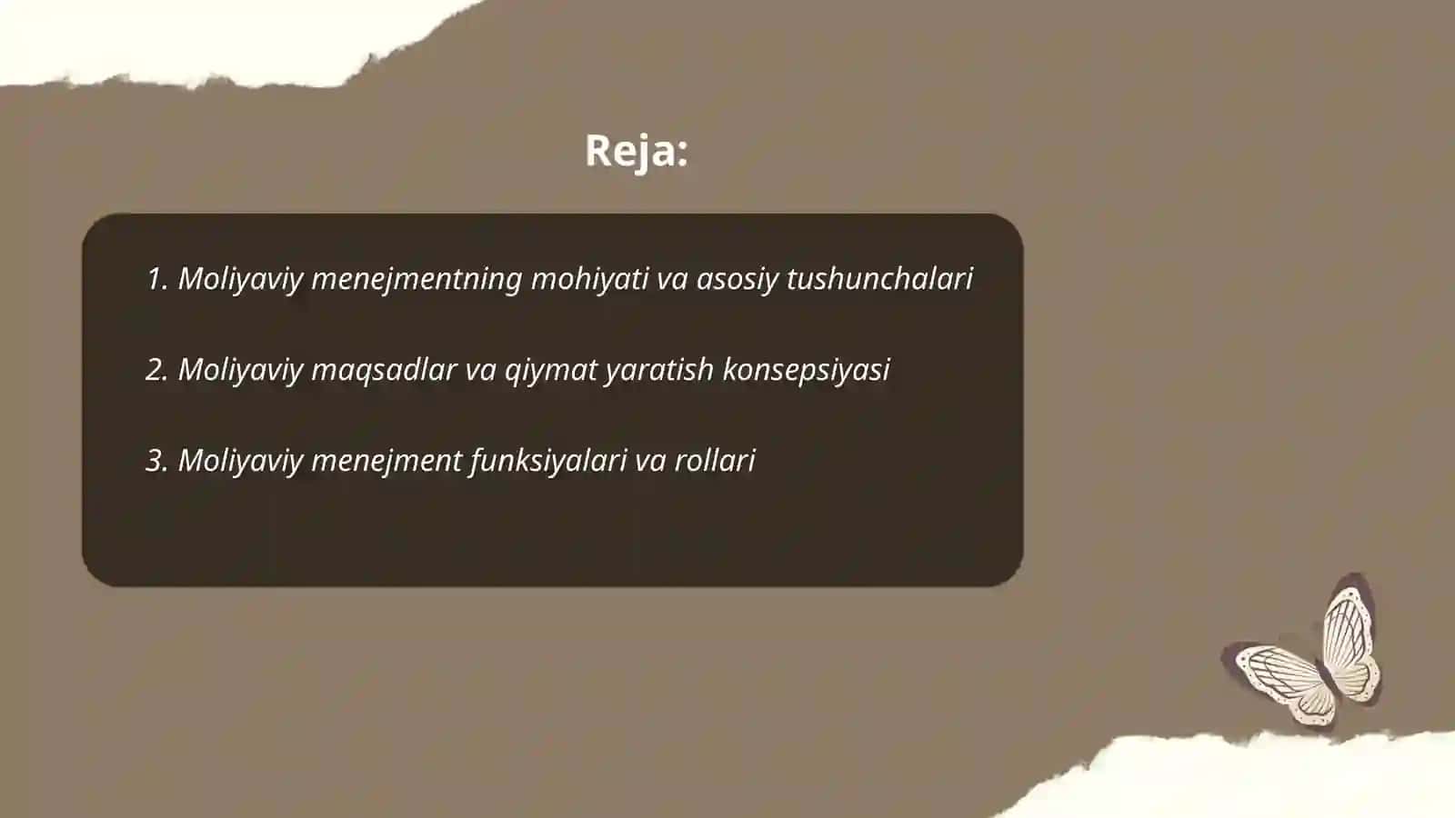 Moliyaviy menejmentning konsepsiyalari 2