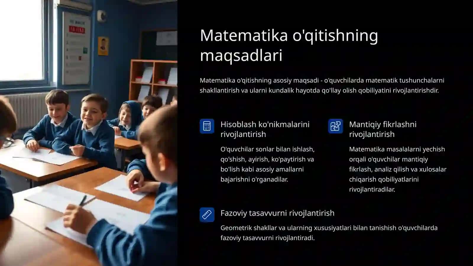 Boshlang'ich sinflarda matematika o'qitishning umumiy masalalari 2