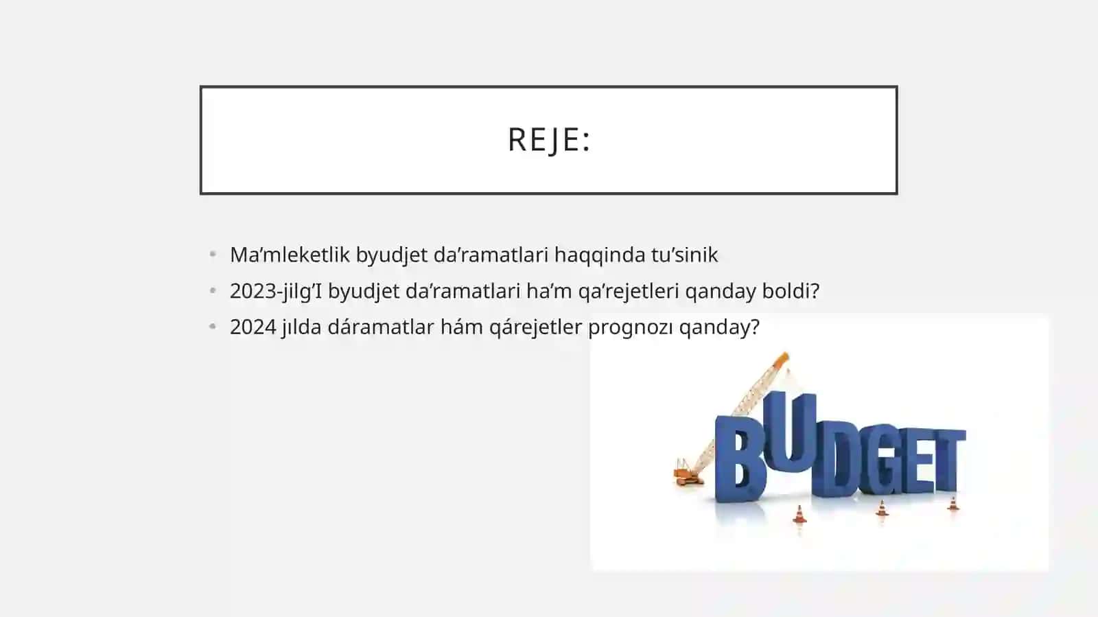 O’zbekstan Respublikasi ma’mleket byudjetinin’ da’ramatlari ha’m qa’rejetleri 2