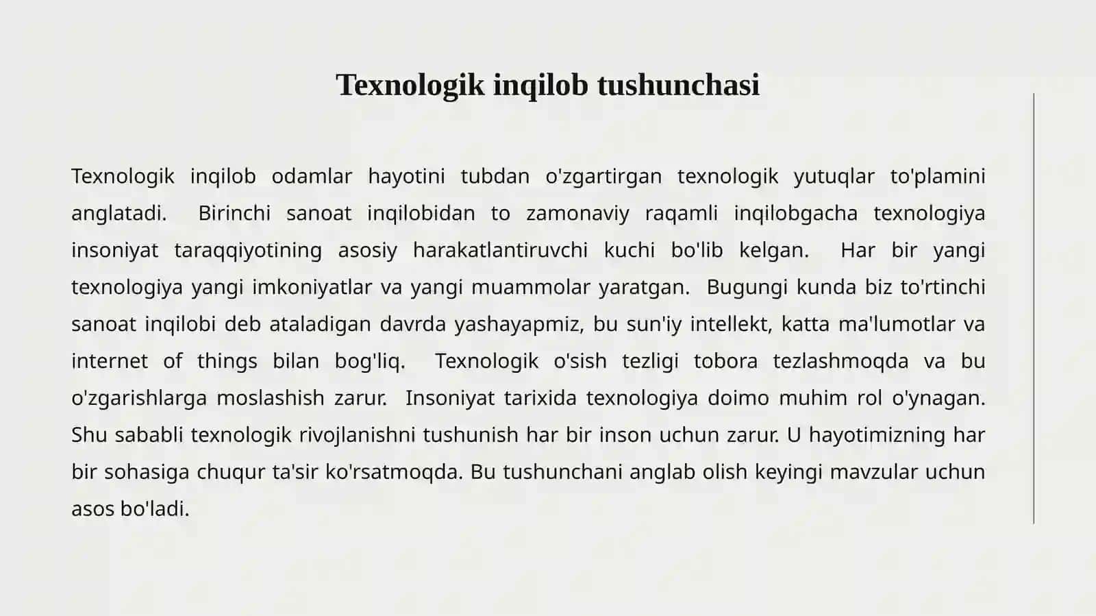 Texnologik inqilob tushunchasi 2