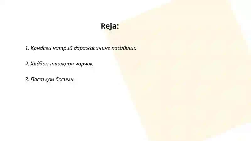 Қондаги натрий даражасининг пасайиши 2