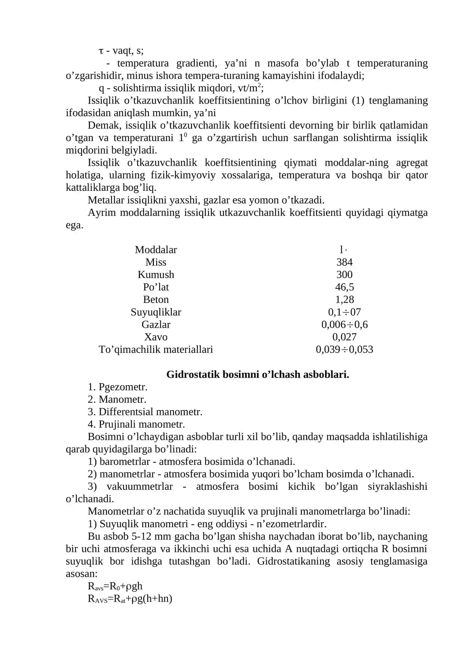 Issiqlik o`tkazish 2