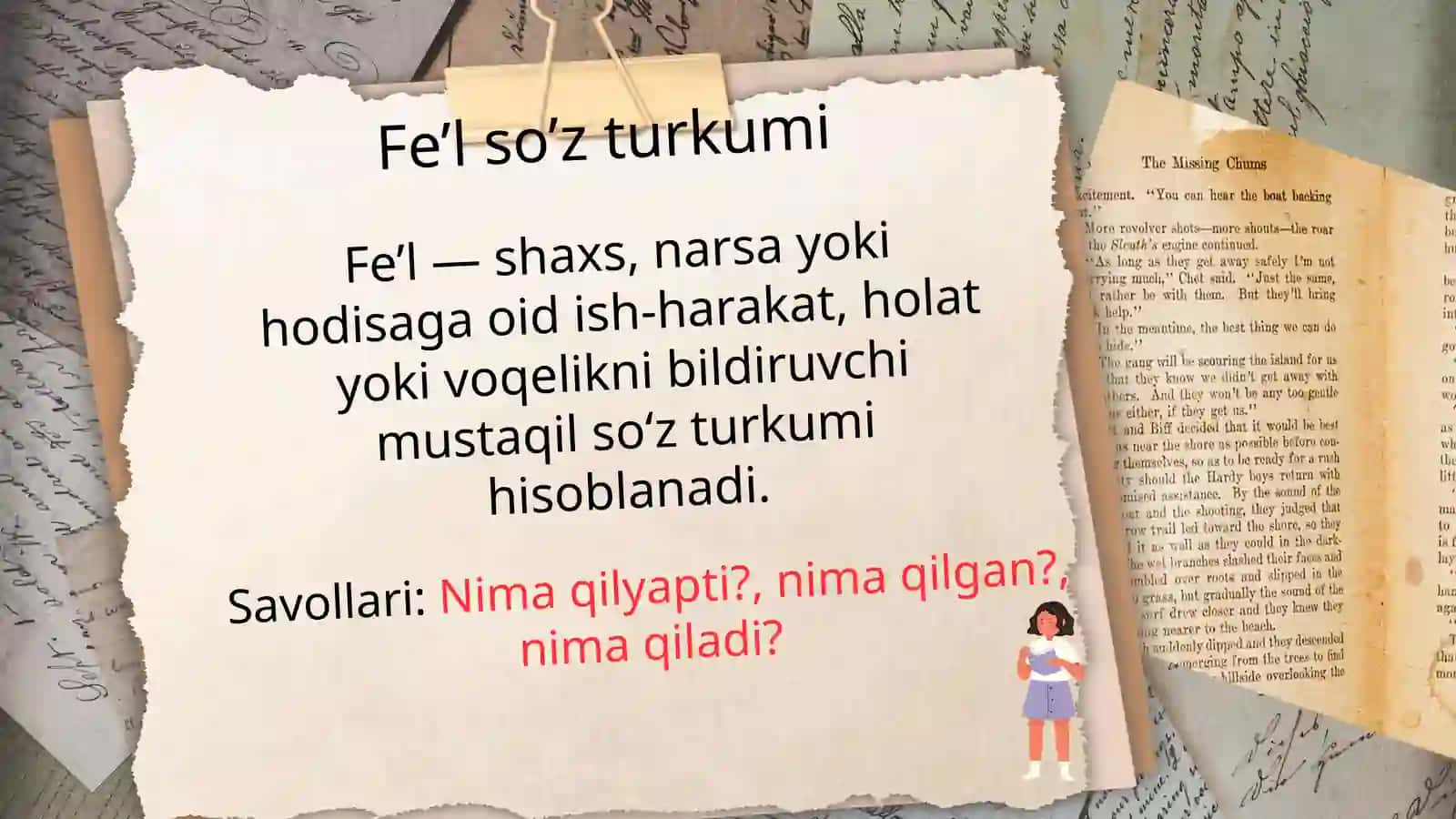 Fe’l so’z turkumi. O’timli va O’timsiz fe’llar 2