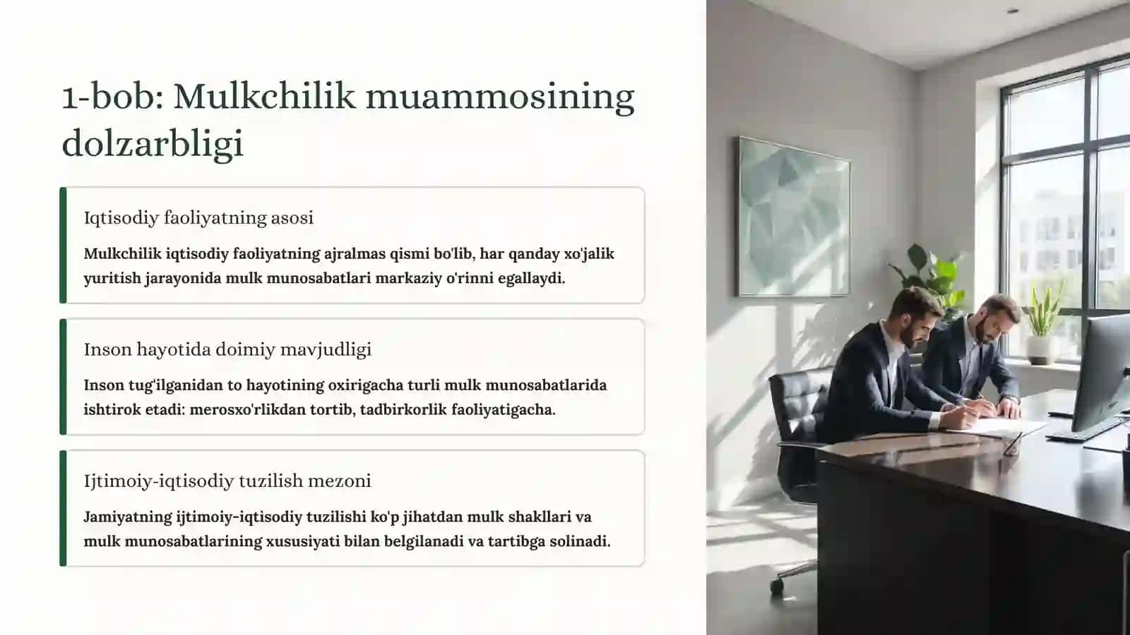 Mulkchilik huquqlarining iqtisodiy asoslari 2