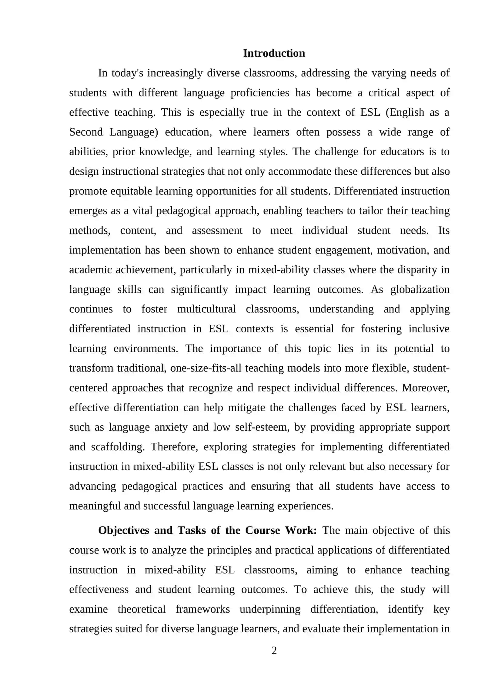 DIFFERENTIATED INSTRUCTION FOR MIXED-ABILITY ESL CLASSES 2