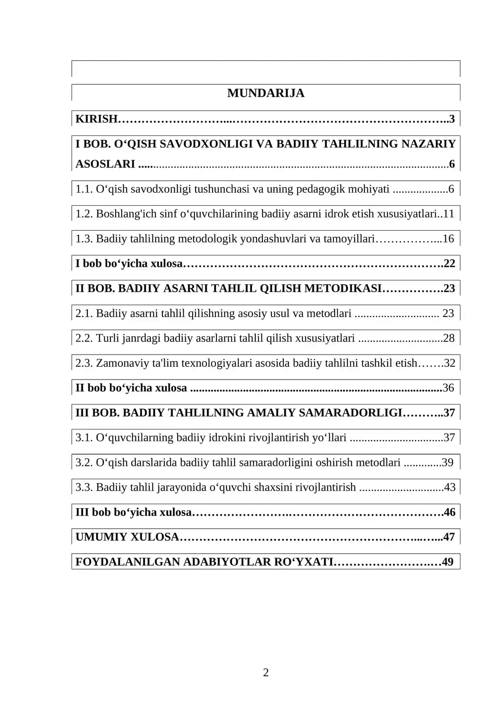 Boshlang'ich sinflarda o'qish savodxonligida badiiy asarni tahlil qilish 2