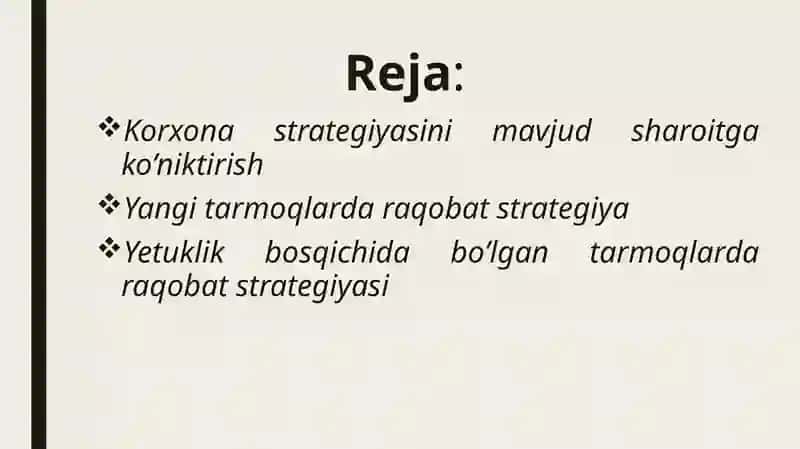 MARKETINGSTRATEGIYASINI MAVJUDVAZIYATGAMOSLASHTIRISH 2