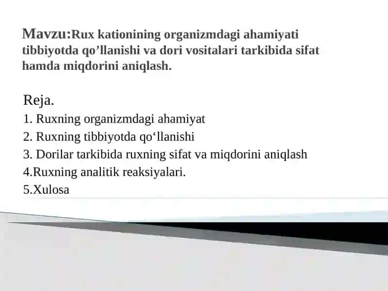 Adhamova Malikaxonning Analitik Kimyo fanidan tayyorlagan MUSTAQIL ISHI 2