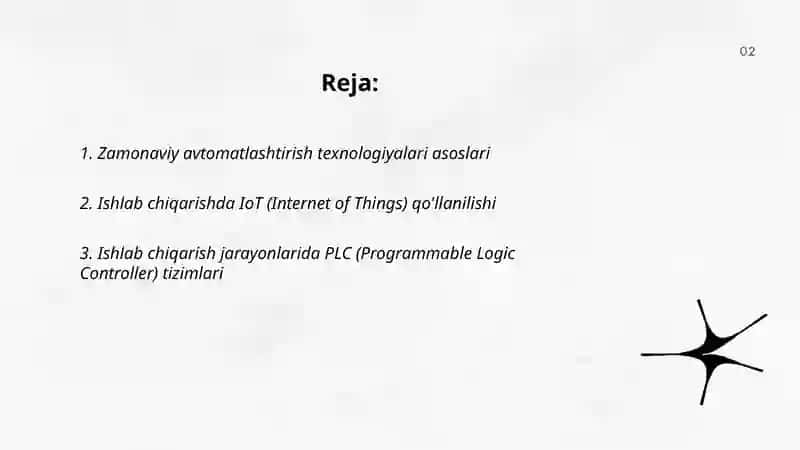 Zamonaviy avtomatlashtirish texnologiyalari asoslari 2