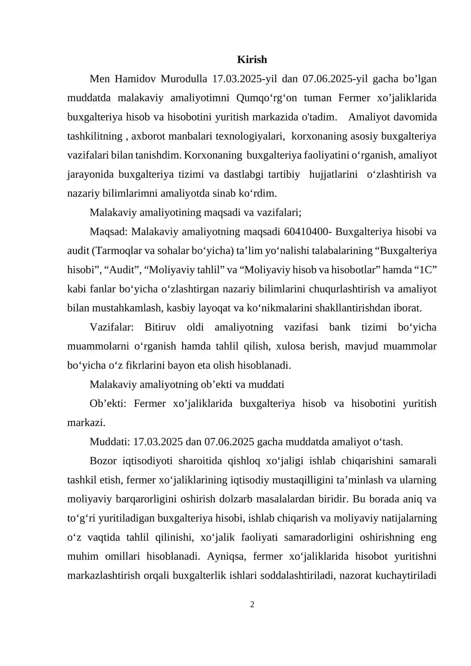 Xo’jalik yurituvchilar bo’yicha buxgalteriya hisobi 2