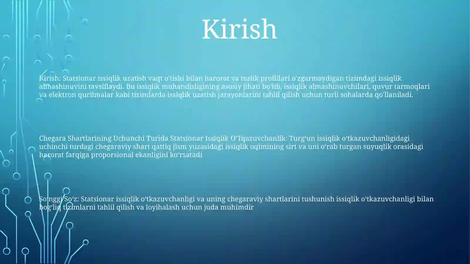 Chegara Shartlarining Uchinchchi Turida Statsionar Issiqlik OʻTkazuvchanlik 2