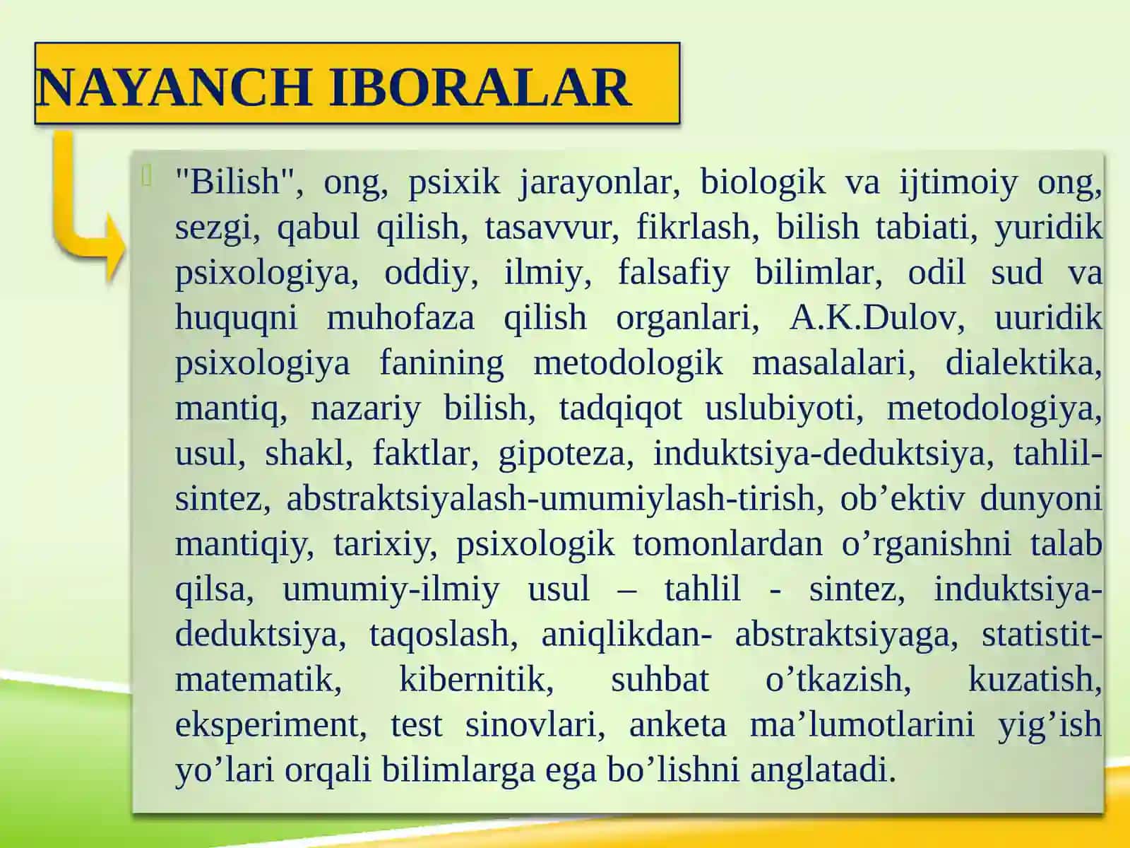 Yuridik psixologiya fanining metodologik asoslari va usullari 2
