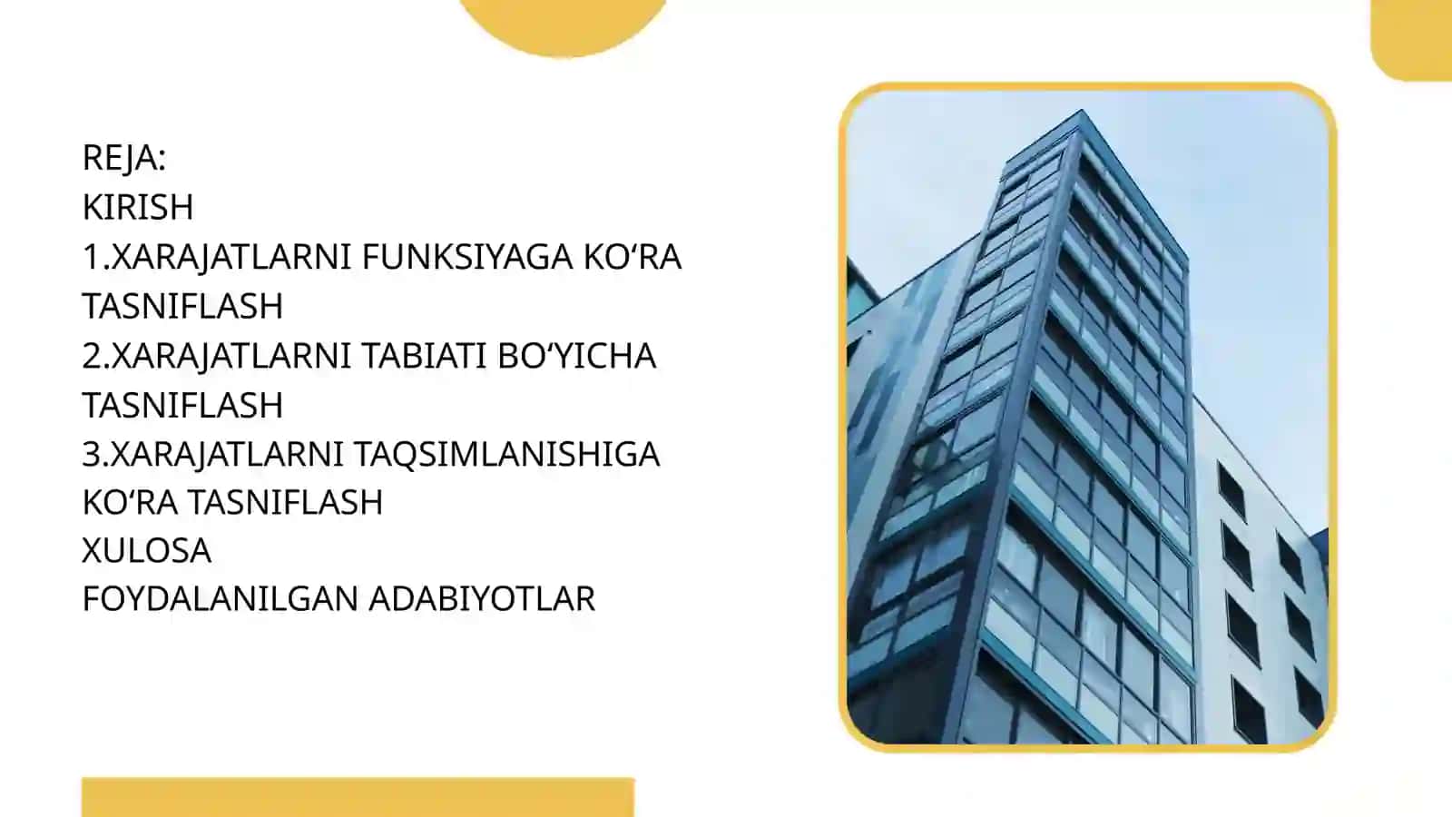 KORXONA HARAJATLARINI TASNIFLASH 2