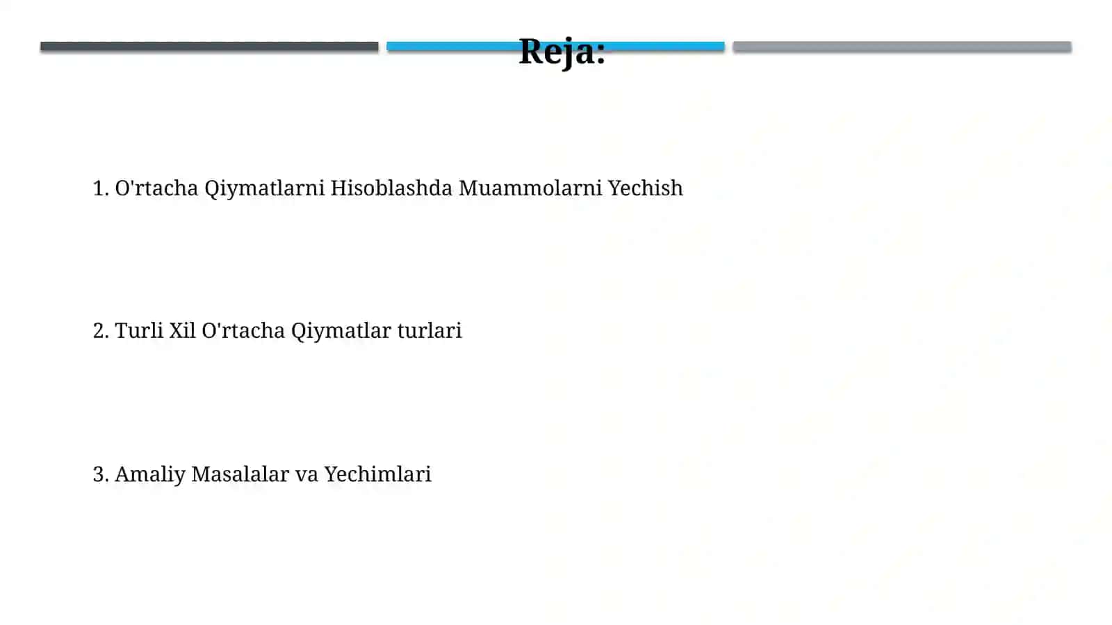 O'rtacha Qiymatlarni Hisoblashda Muammolarni Yechish 2