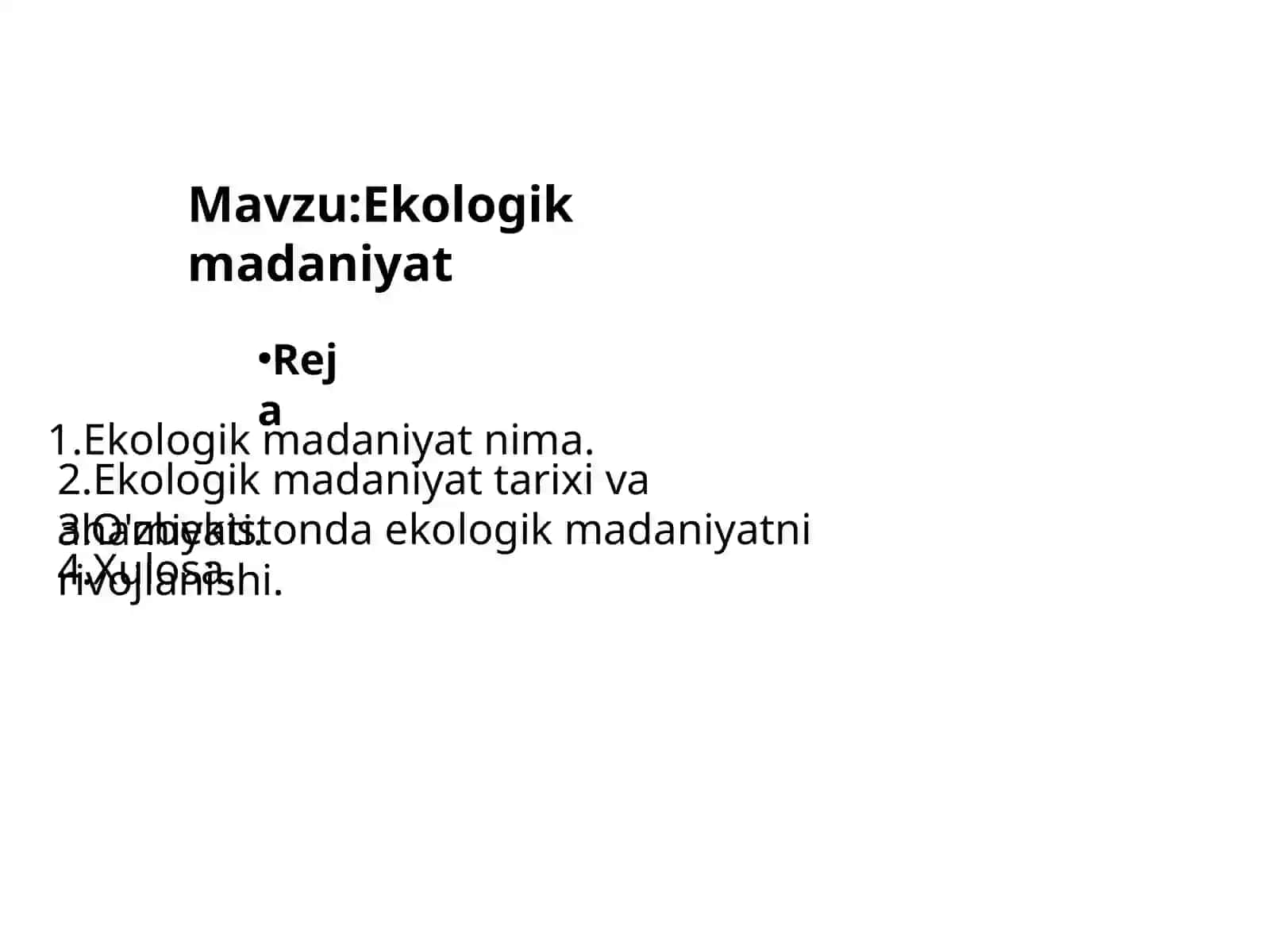 Ekologiya fanidantaqdimot loyihasi 2