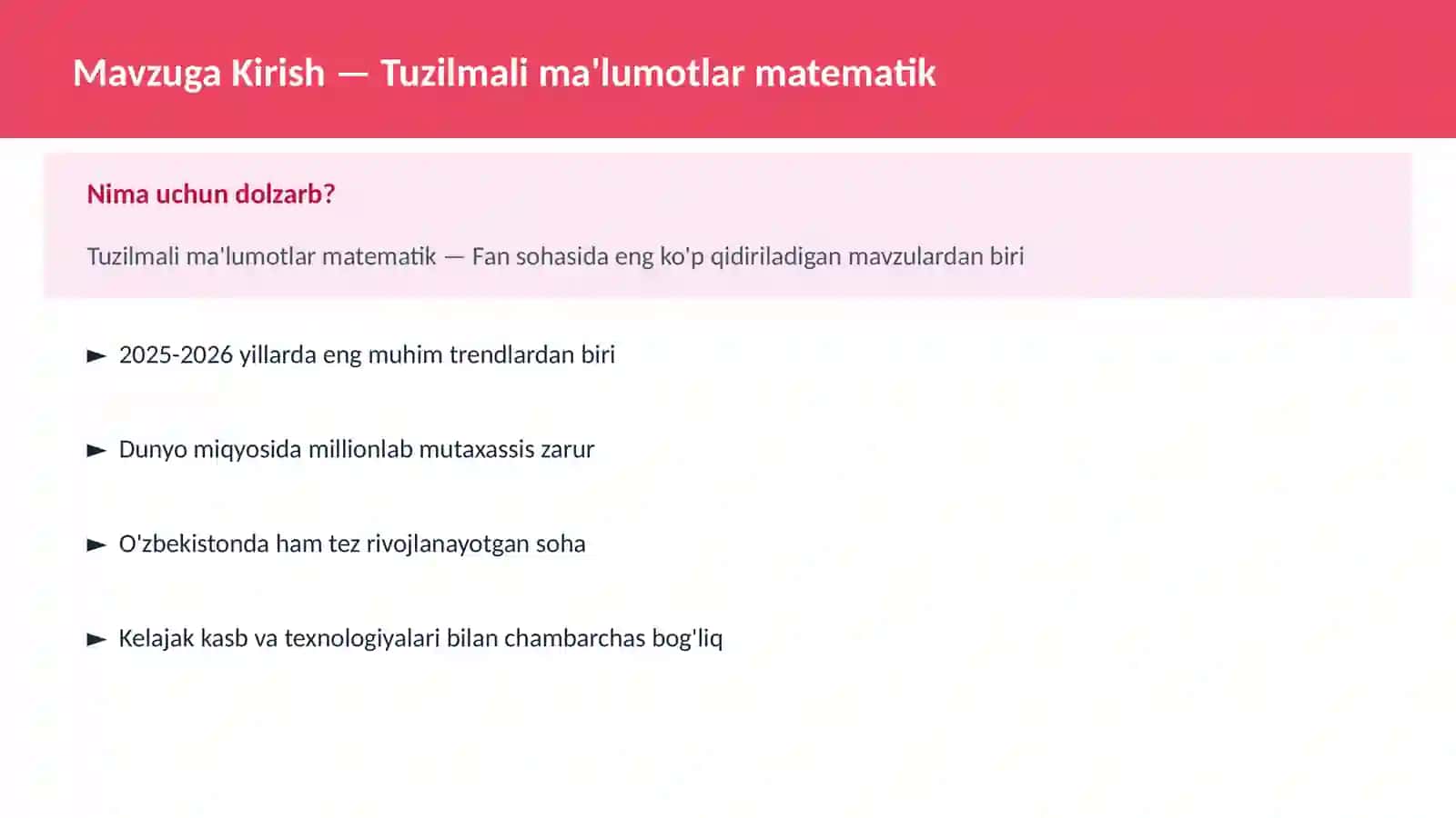 Tuzilmali ma'lumotlar matematik 2