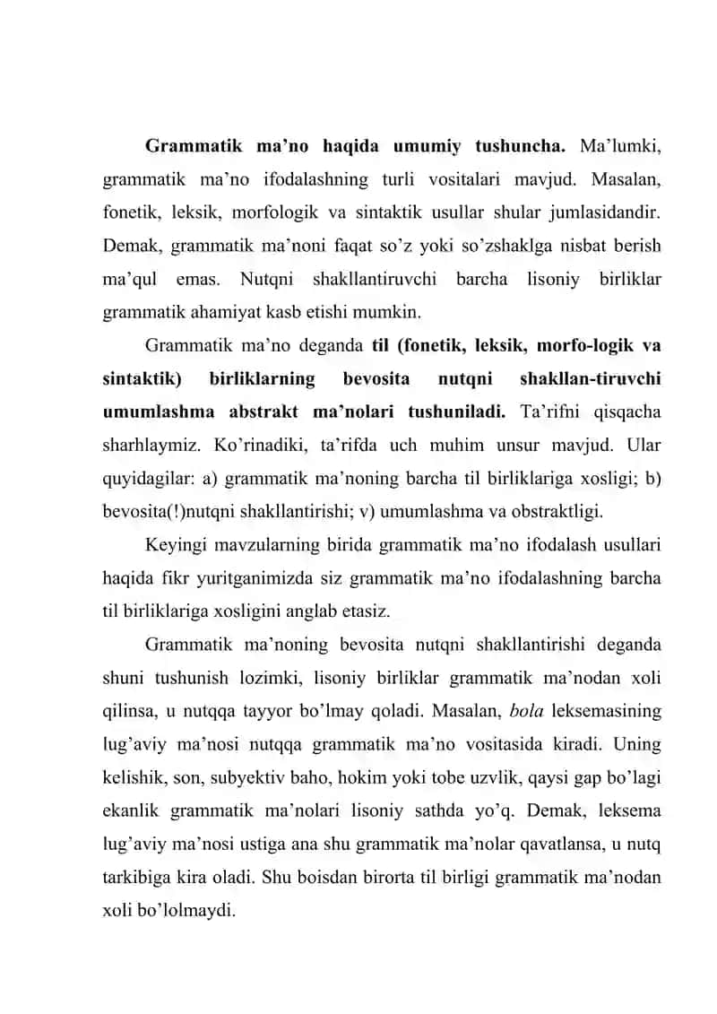 Grammatika. Grammatik ma’no. Grammatik shakllar.  Grammatik kategoriya tushunchasi 2