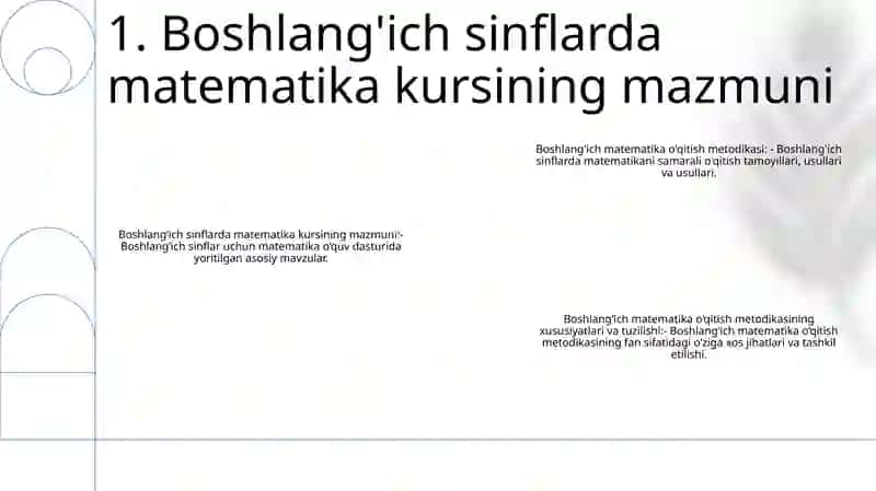 Boshlang'Ich Sinflarda Mateatika Kursining Mazmuni Va Tuzilishi 2