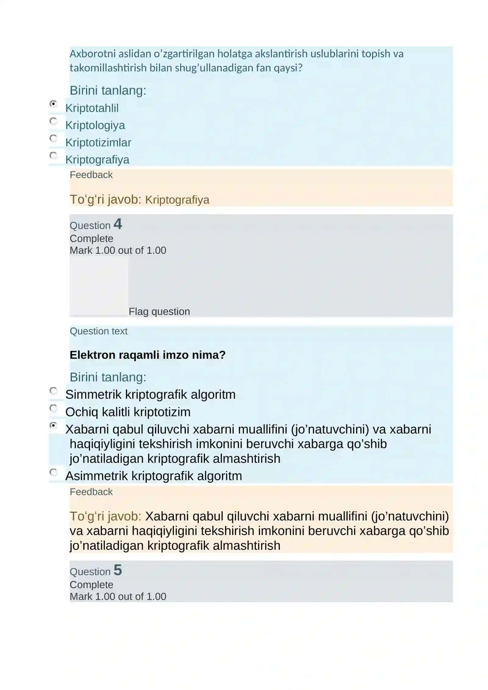 Mumkin bo‘lgan to‘plamlardan olingan har qanday kalitlar quyidagini ta’minlaydi 2