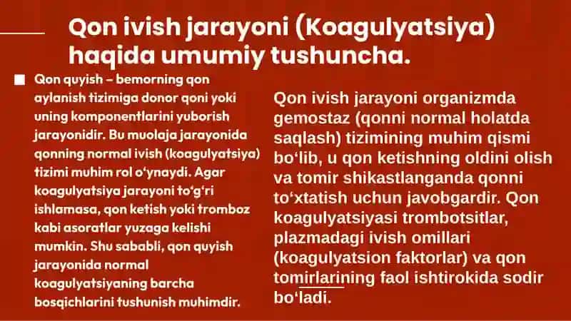 Qon quyishda normal koagulyatsiya 2