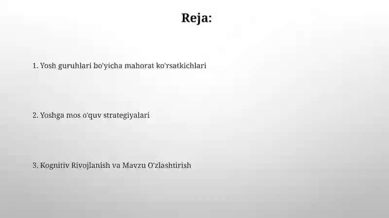 Yosh guruhlarida Ingliz tilini o'rganish 2