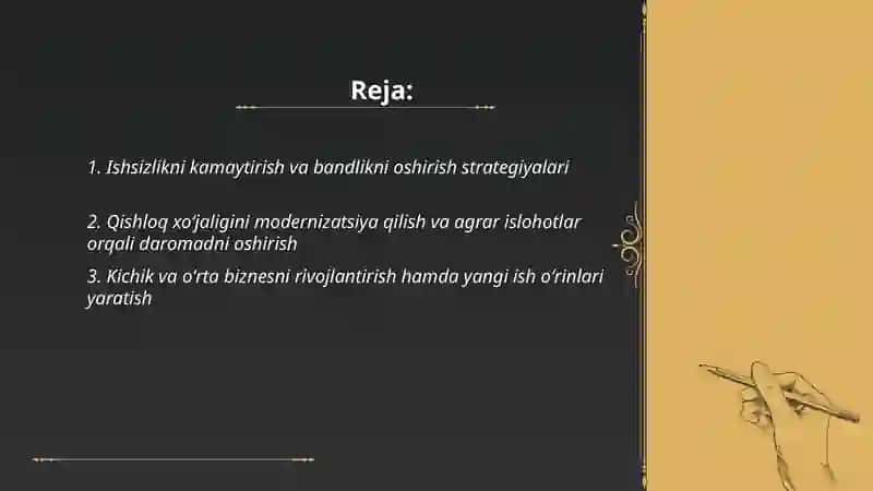 Oʼzbekiston aholisi daromadi va turmush farovonligini yuksaltirish yoʼllari 2
