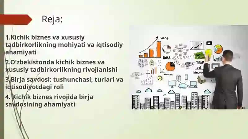 O‘zbekistondakichikbiznesvaxususiytadbirkorlikningrivojlanishi 2