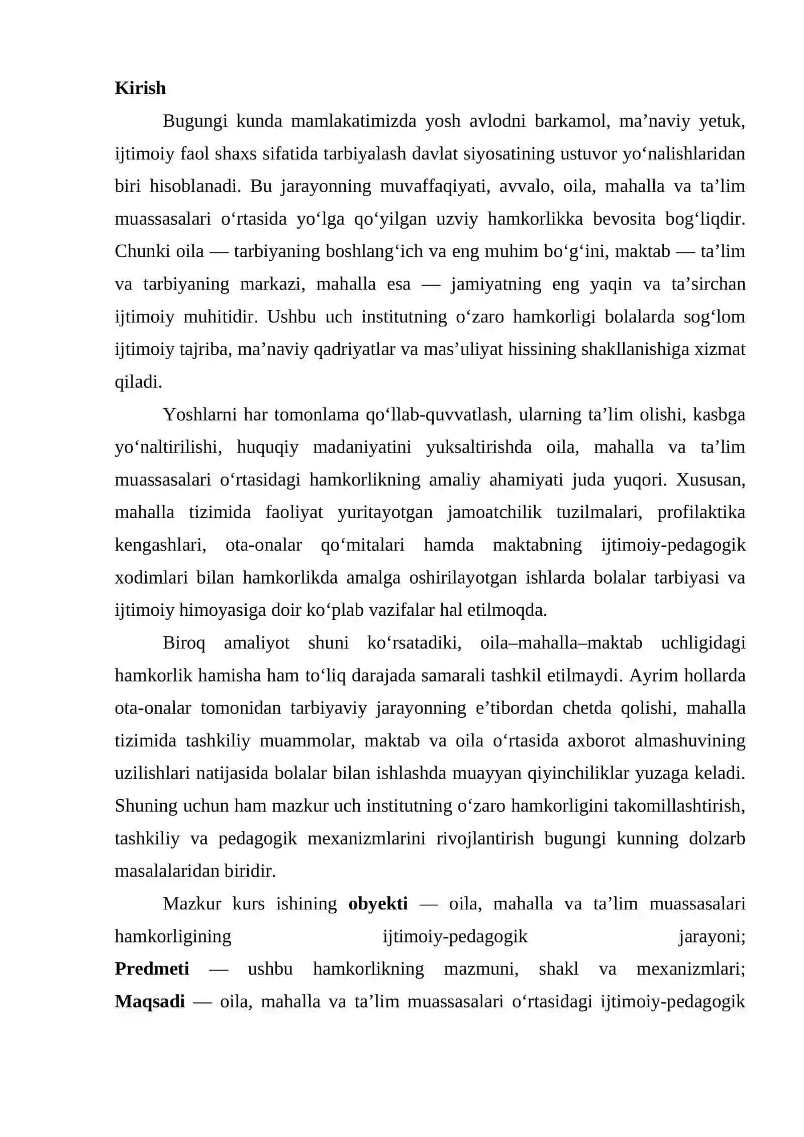 Oila mahalla va talim muassasalarining ijtimoiy pedagogik hamkorligi 2