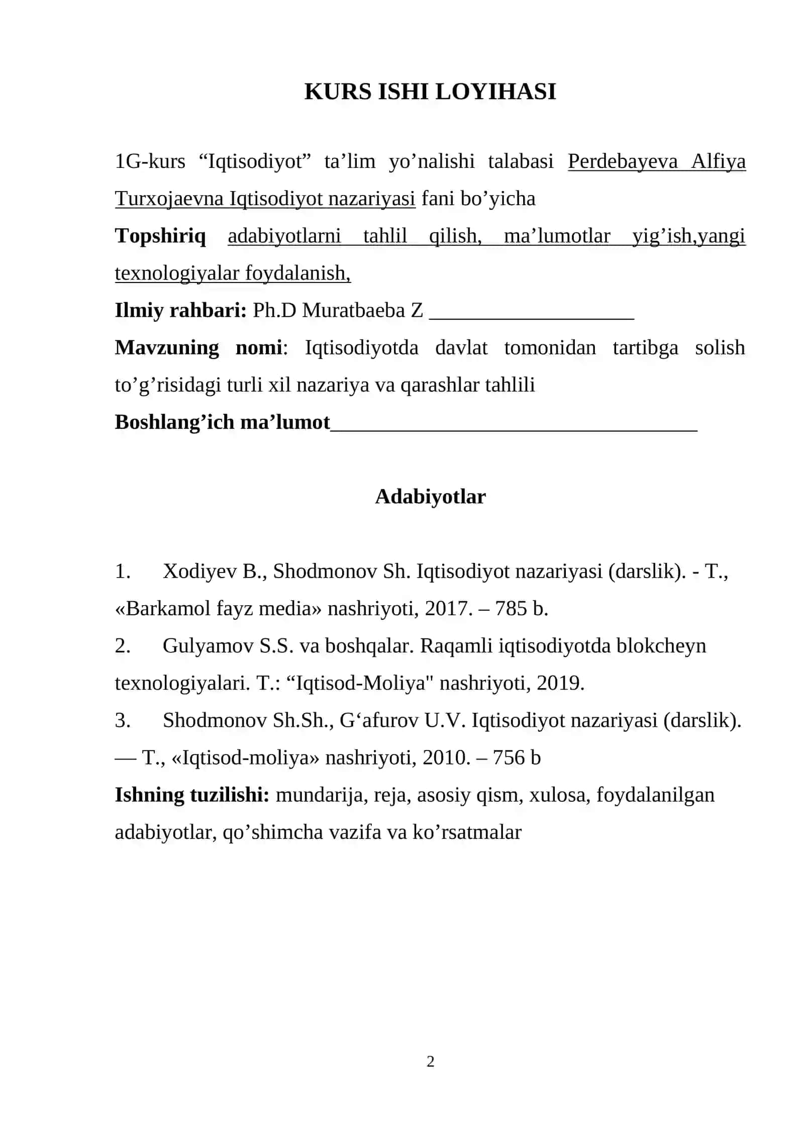 Iqtisodiyotda davlat tomonidan tartibga solish to’g’risidagi turli xil nazariya va qarashlar tahlili 2