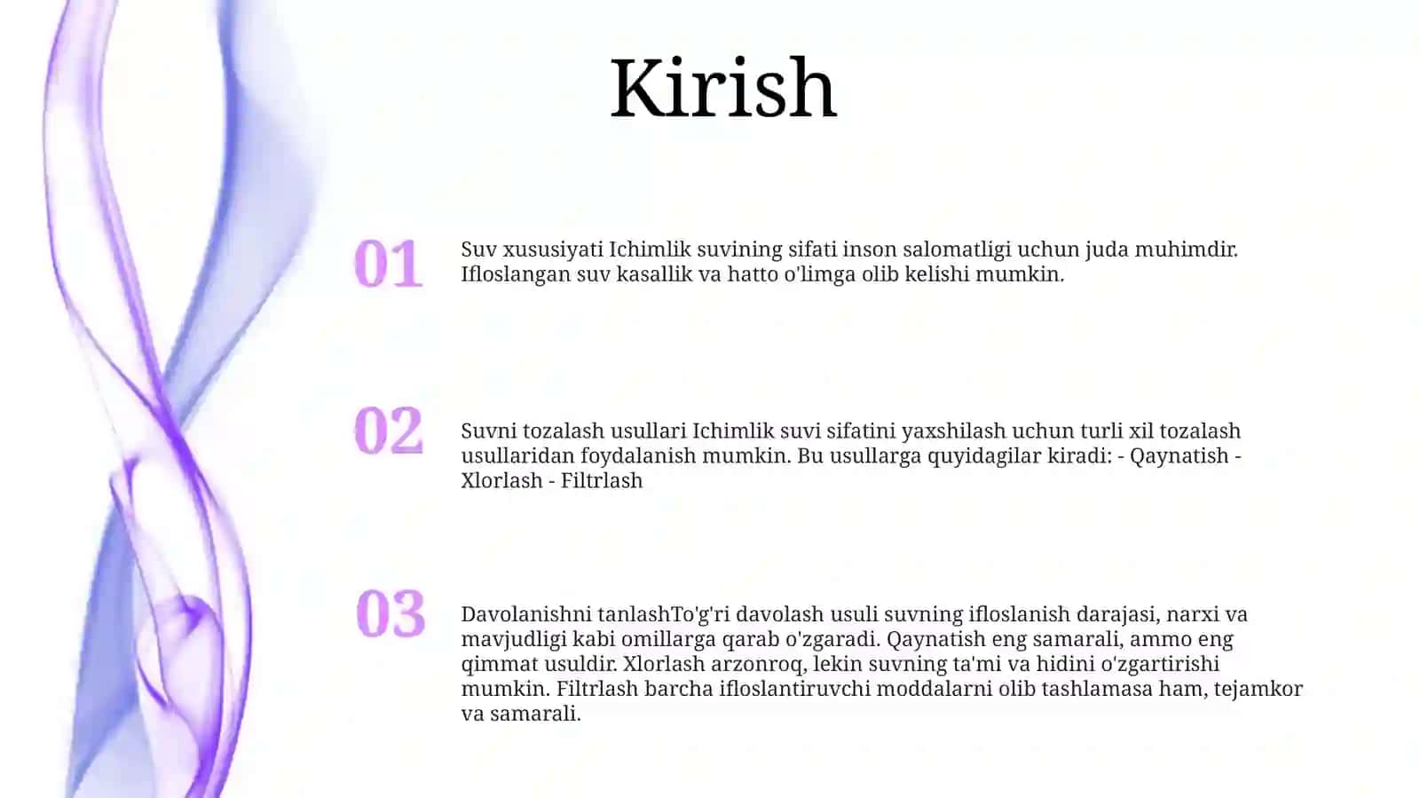 Ichimlik Suvining Sifatini Yaxshilashdagi Asosiy Usullar 2